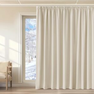 KGORGE Extra breda gardiner för vardagsrum, med veckband, set om 1, H 240 x B 300 cm, beige, med veckband, för skenor, rumsavdelare, termogardin, köldskydd, mörkläggningsgardiner,