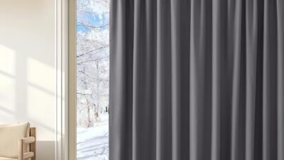 KGORGE Extra breda gardiner, termisk gardin, veckband, 300 cm breda, mörkläggningsgardiner för skena, set om 1, 240 x 300 cm (H x B), grå, termogardiner med veckband, gardiner, ogenomskinliga,