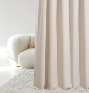 ROOM99 Gardin med veckband aura 140 x 240 cm bredd x höjd, mörkläggning, glidande gardiner, dekoration, modern gardin, vardagsrum, sovrum, ljusbeige, 1 st