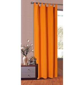 Uppsättning av 1 gardiner ogenomskinlig matta, enfärgad gardin med slingor. Tillverkad av ädelt mikrosatin mikrofibertyg, 225 x 140, orange, 20400